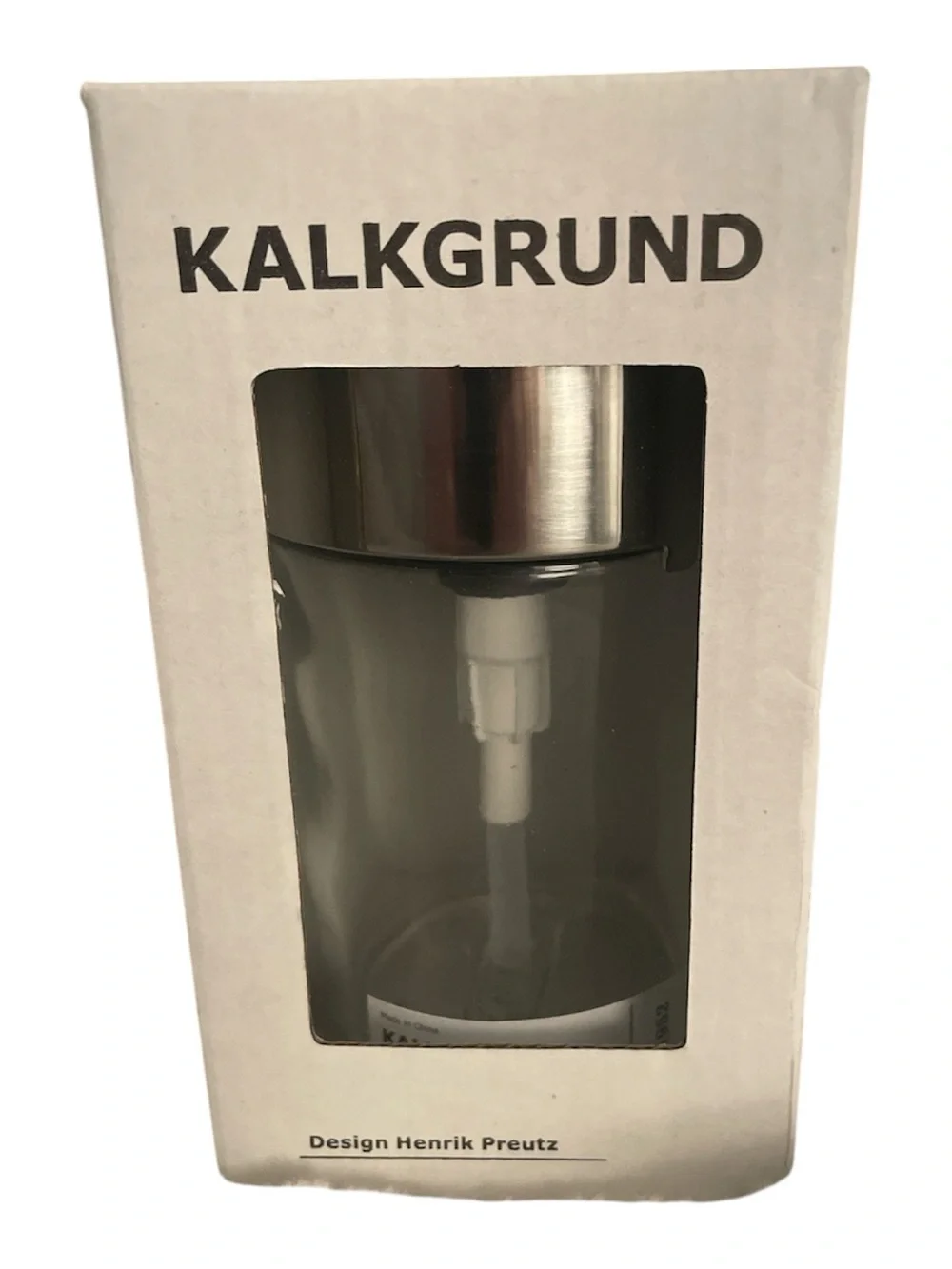 IKEA ‘Kalkgrund’ Chrome Pump Soap Dispenser with Clear Bottle
